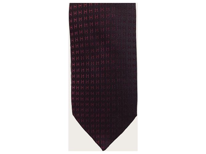 Hermès Silk Pacone Logo Tie in Burgundy - view 2