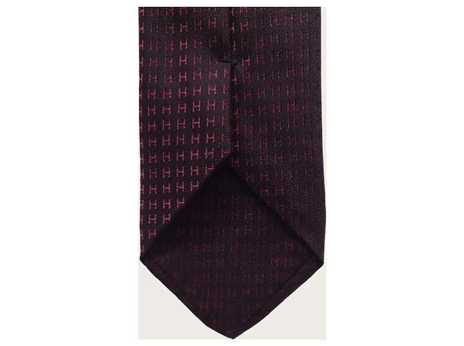 Hermès Silk Pacone Logo Tie in Burgundy - view 3