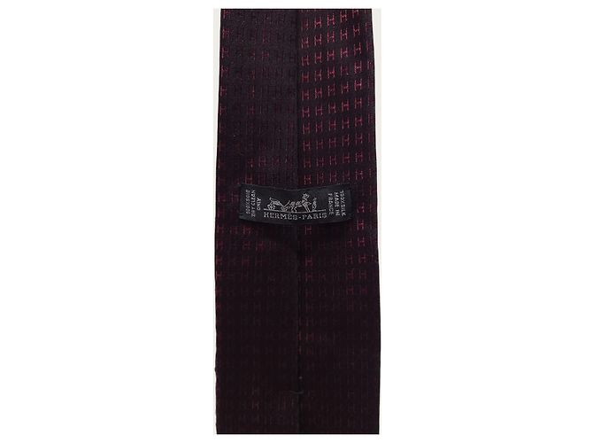 Hermès Silk Pacone Logo Tie in Burgundy - view 5