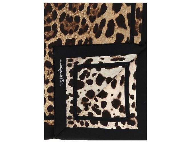 Sciarpa in seta Dolce & Gabbana stampa leopardata marrone - vista 3
