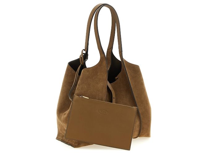 Tod's Borsa tote in vitello marrone - vista 3