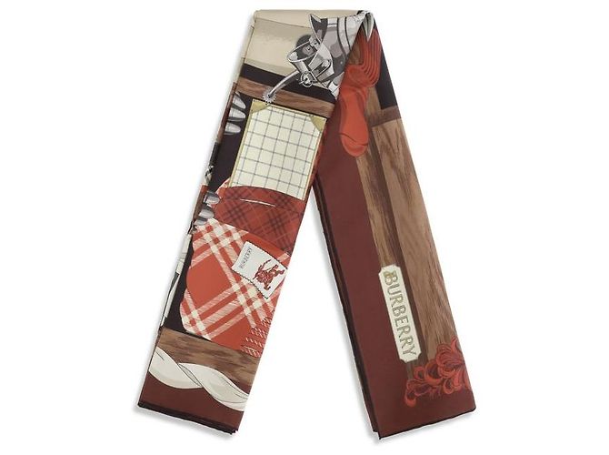 Foulard in seta Wardrobe Print Burberry Marrone - vista 2