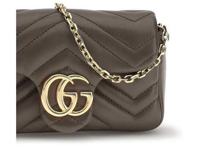 Gucci Borsa a spalla Bos Taurus in pelle di vitello marrone - vista 4
