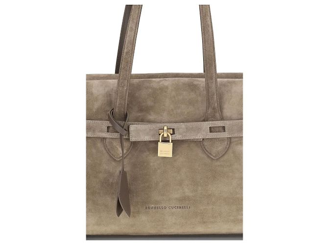 Brunello Cucinelli Borsa a tracolla Bos Taurus in pelle di vitello beige - vista 4