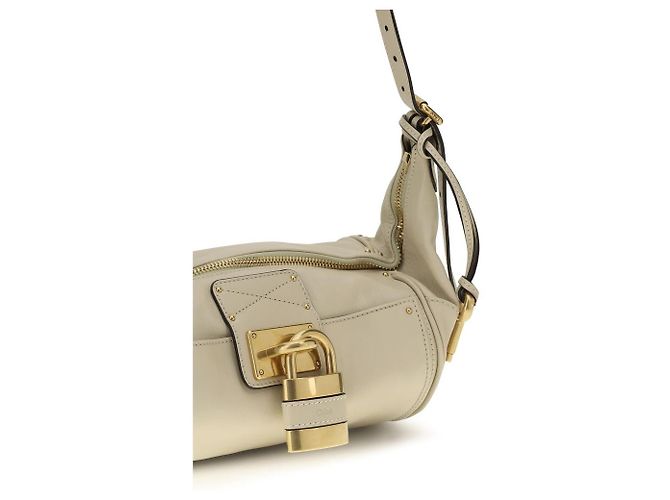 Chloé Bolso de hombro Bos Taurus en piel de becerro beige - vista 4