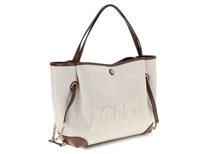 Chloé Borsa a tracolla in cotone beige - vista 2