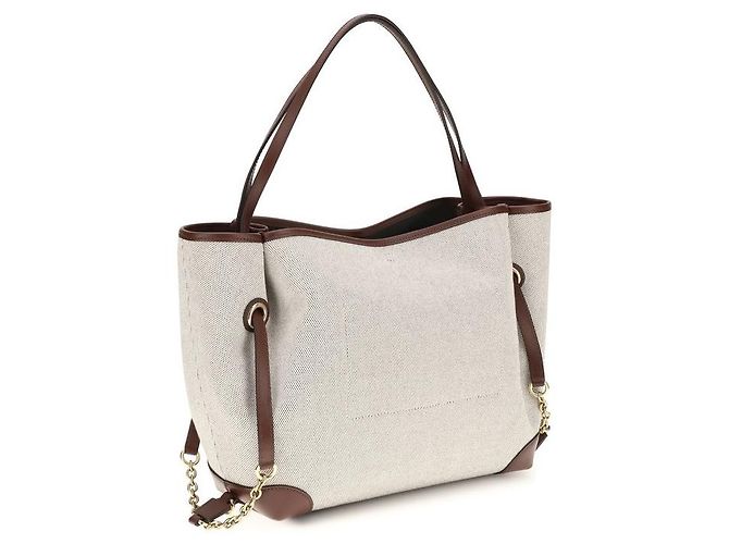 Chloé Borsa a tracolla in cotone beige - vista 3