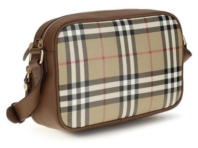 Burberry Borsa a spalla in cotone beige - vista 3