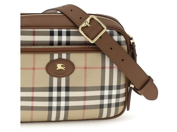 Burberry Borsa a spalla in cotone beige - vista 4