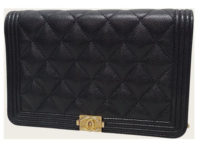 Chanel Borsa a tracolla Boy WOC in pelle caviar nera - vista 2