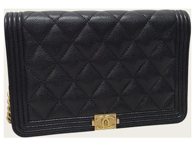Chanel Borsa a tracolla Boy WOC in pelle caviar nera - vista 3