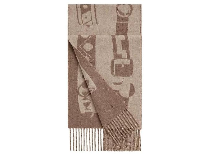Hermès Sciarpa in cashmere beige - vista 2