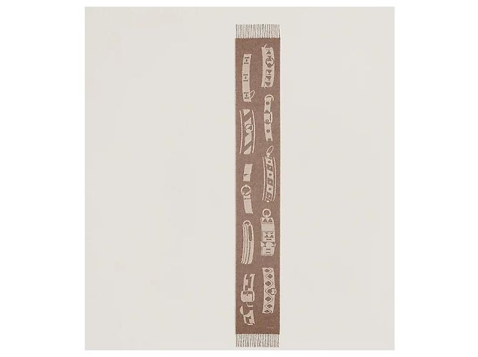 Hermès Sciarpa in cashmere beige - vista 4