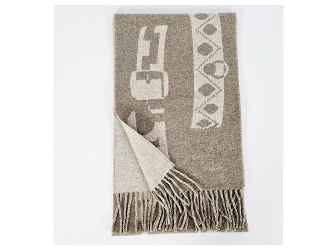 Hermès Sciarpa in cashmere beige - vista 6