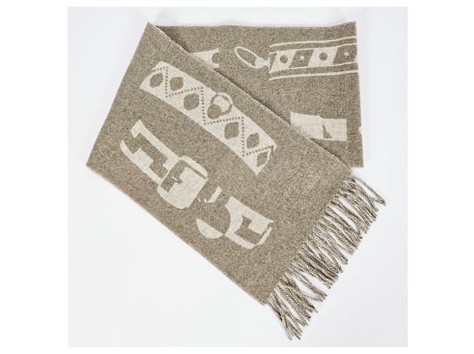 Hermès Sciarpa in cashmere beige - vista 7