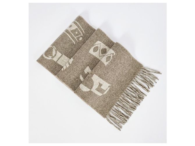 Hermès Sciarpa in cashmere beige - vista 8