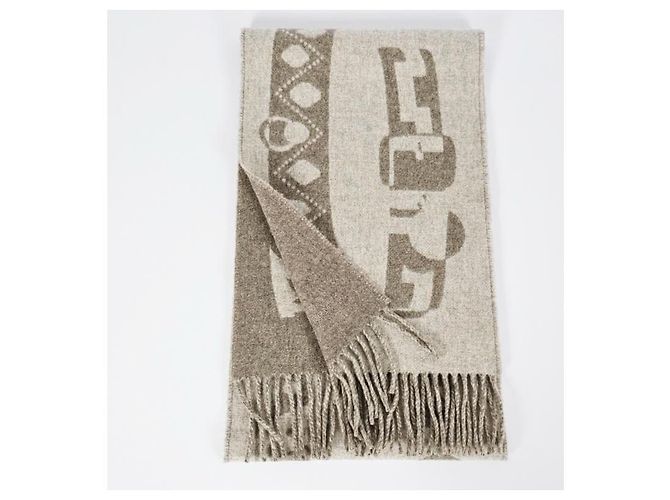 Hermès Sciarpa in cashmere beige - vista 9