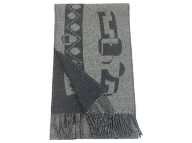 Hermès Sciarpa in cashmere Graphite - vista 10