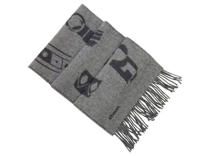 Hermès Sciarpa in cashmere Graphite - vista 11