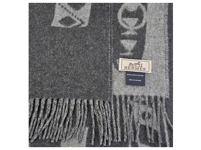 Hermès Sciarpa in cashmere Graphite - vista 12