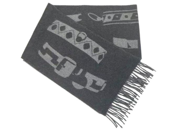 Hermès Sciarpa in cashmere Graphite - vista 9