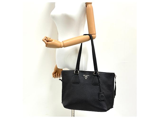 Prada Borsa a tracolla Vitelho Phoenix con zip laterale Nero - vista 2