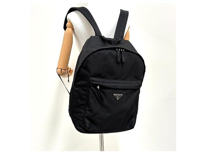 Prada Nylon Triangle Logo Backpack Black - view 2