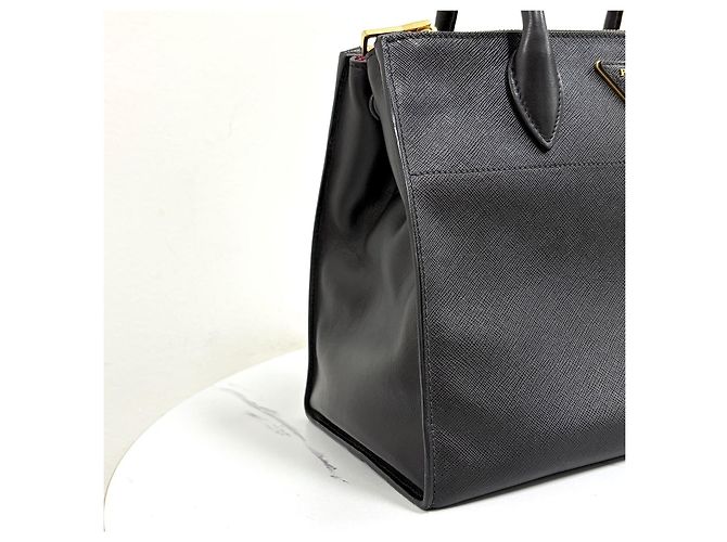 Prada Borsa Tote Saffiano Paradigm City Borsa a Tracolla Black - vista 11
