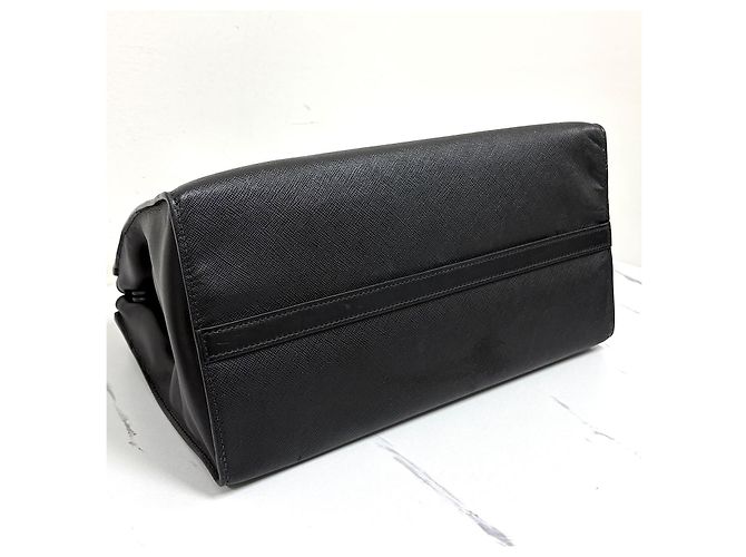 Prada Borsa Tote Saffiano Paradigm City Borsa a Tracolla Black - vista 12