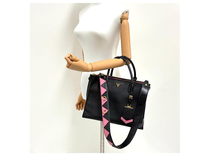 Prada Borsa Tote Saffiano Paradigm City Borsa a Tracolla Black - vista 2