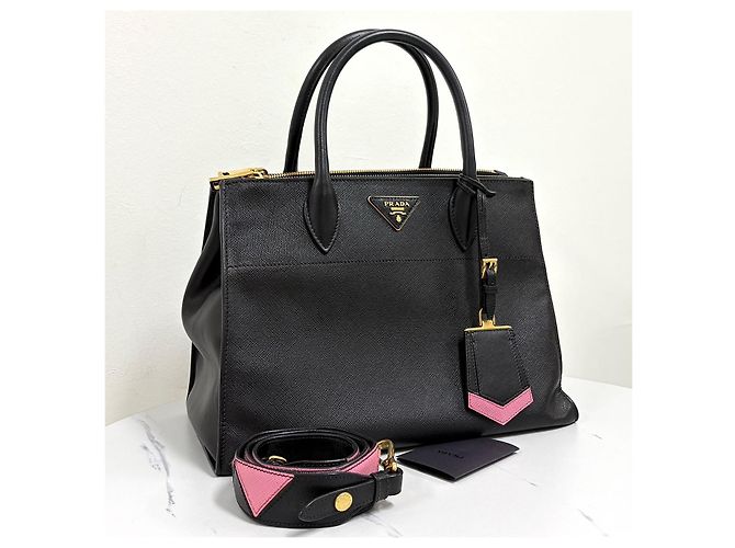 Prada Borsa Tote Saffiano Paradigm City Borsa a Tracolla Black - vista 3
