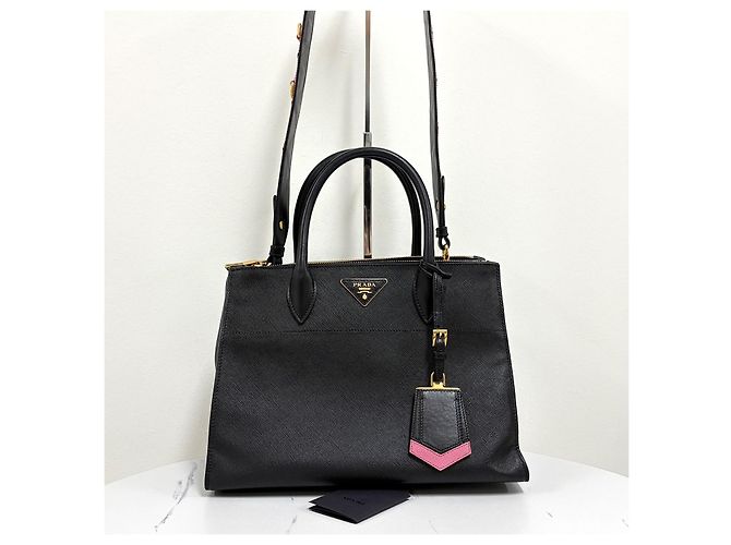 Prada Borsa Tote Saffiano Paradigm City Borsa a Tracolla Black - vista 7