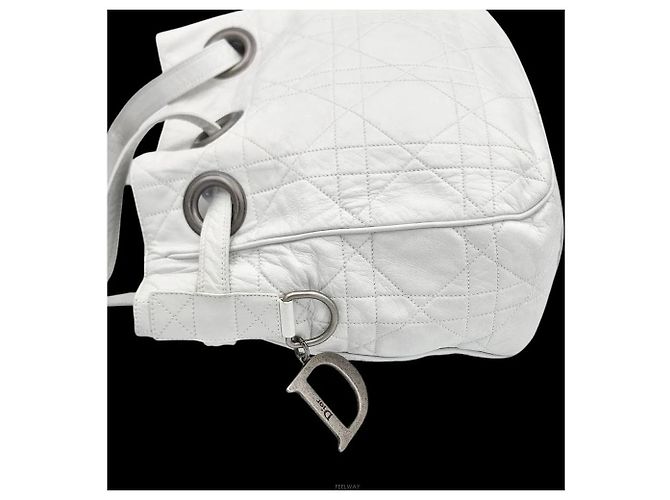 Borsa a tracolla trapuntata Dior bianca - vista 4