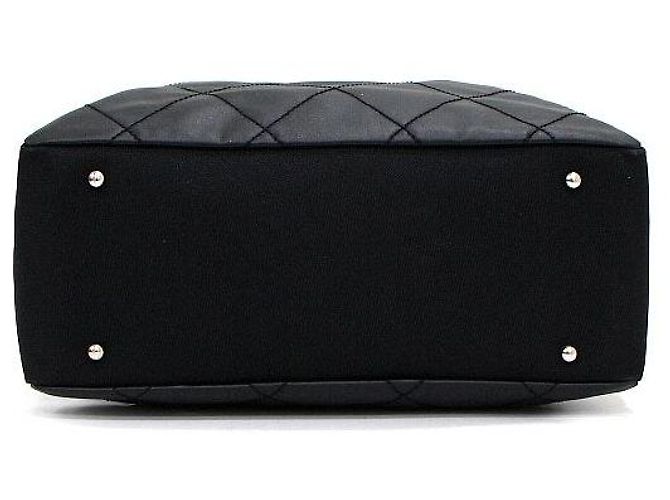 Chanel Borsa Shopper Biarritz MM in pelle e tessuto nera - vista 7