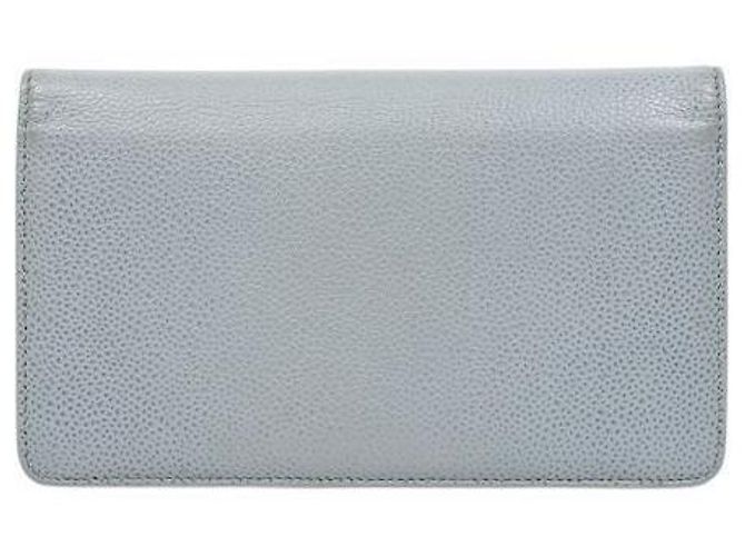 Chanel Portafoglio lungo in caviar blu - vista 3