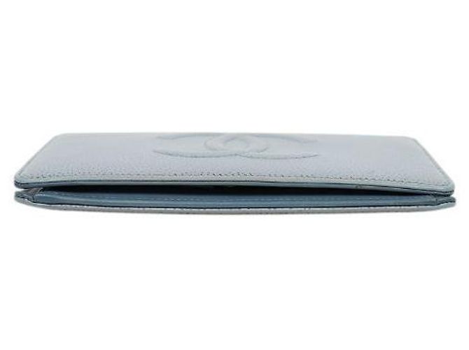 Chanel Portafoglio lungo in caviar blu - vista 4