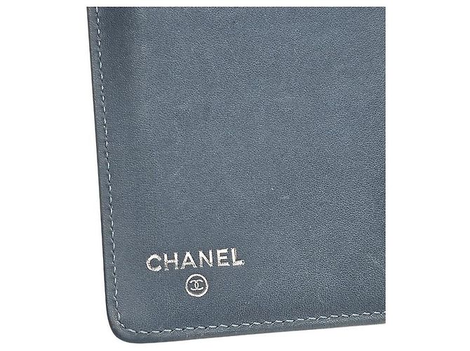 Chanel Portafoglio lungo in caviar blu - vista 9