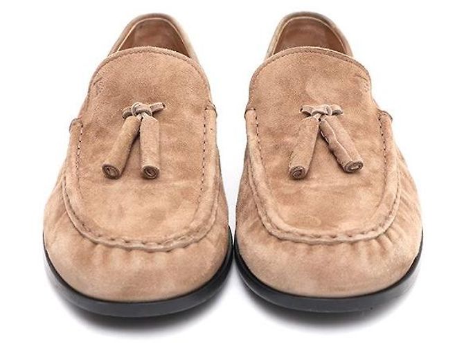 Mocassini Tod's in camoscio con nappe marroni - vista 2