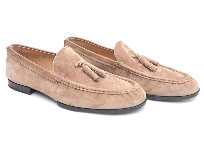 Mocassini Tod's in camoscio con nappe marroni - vista 3