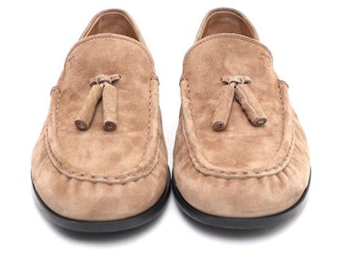 Mocassini Tod's in camoscio con nappe marroni - vista 9