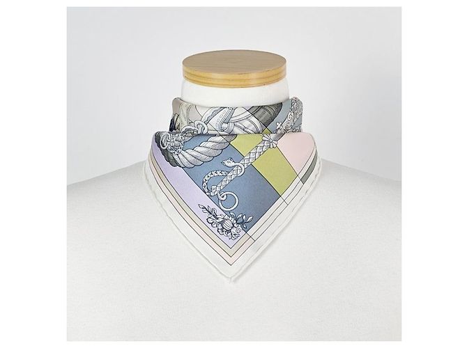 Hermès Sciarpa di seta da donna Blanc Ver Amande Rose - vista 10