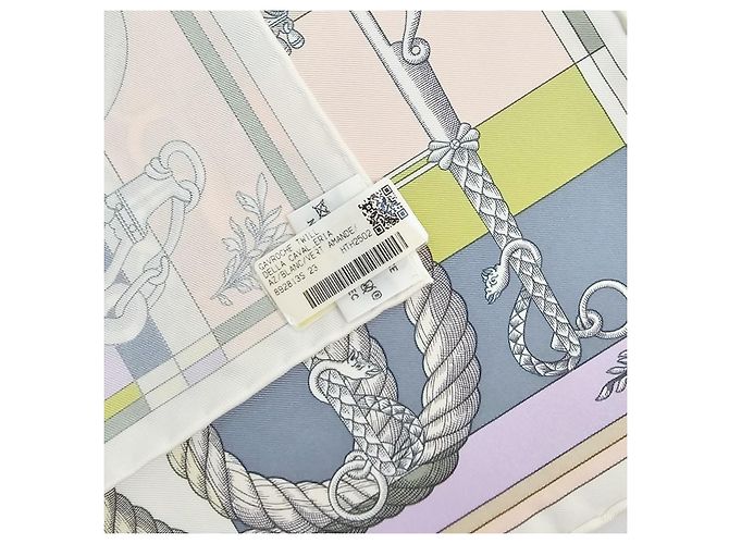 Hermès Sciarpa di seta da donna Blanc Ver Amande Rose - vista 13