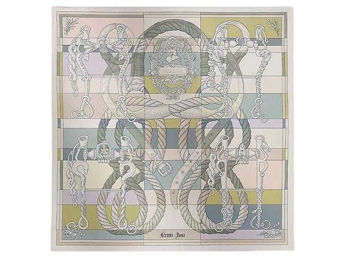 Hermès Sciarpa di seta da donna Blanc Ver Amande Rose - vista 2