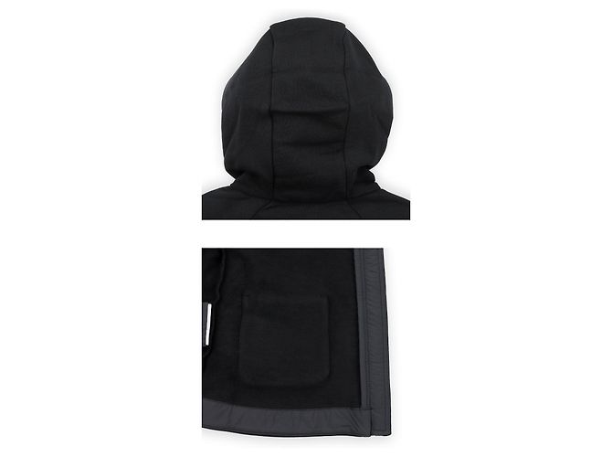 Moncler Giacca in cotone con cappuccio e zip con logo fiore (Black) - vista 5