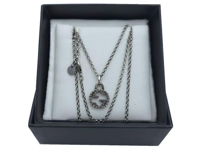 Gucci Collana con ciondolo intrecciato in argento sterling - vista 8