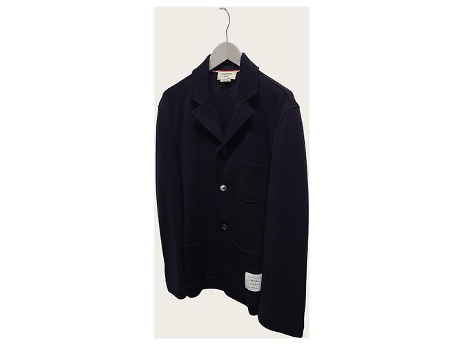 Thom Browne Navy Strick-Blazer mit Three-Stripes - Ansicht 2