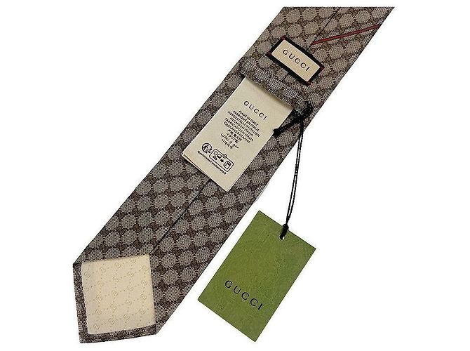 Gucci Jacquard-Krawatte GG-Muster beige - Ansicht 12