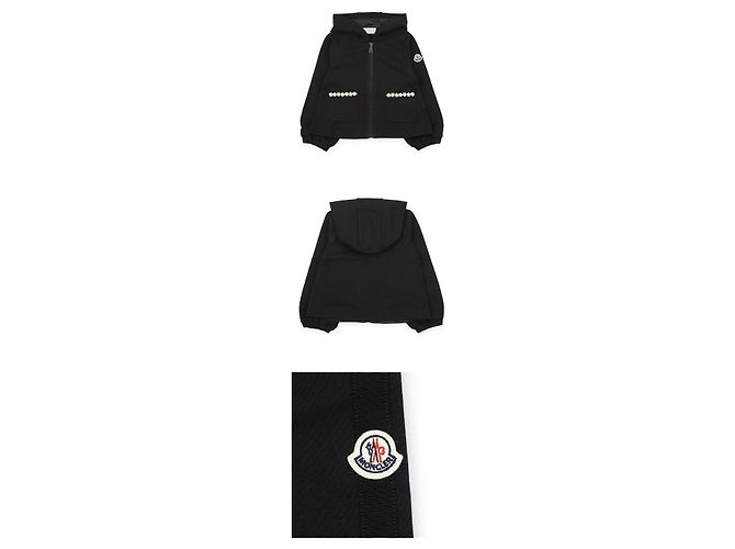Moncler Giacca con cappuccio e zip in cotone con logo fiore per bambini - vista 3