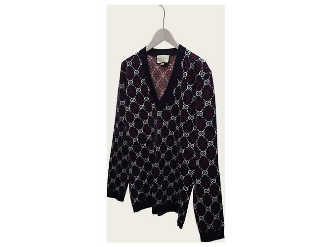 Gucci V-Ausschnitt Wollstrick mit GG Jacquard Diamond Logo - Ansicht 2