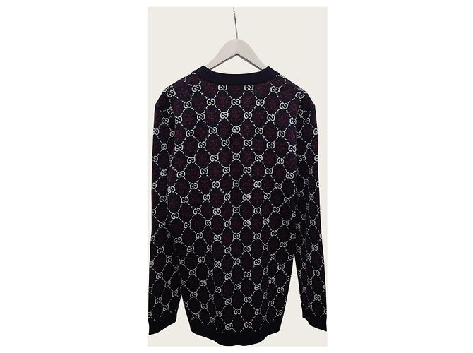 Gucci V-Ausschnitt Wollstrick mit GG Jacquard Diamond Logo - Ansicht 4